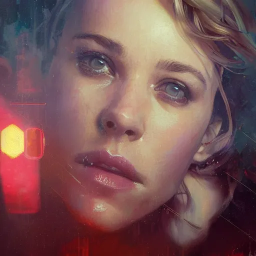 Prompt: rachel mcadams, hyperrealistic portrait, bladerunner street, art of elysium by jeremy mann and alphonse mucha, fantasy art, photo realistic, dynamic lighting, artstation, poster, volumetric lighting, very detailed face, 4 k, award winning