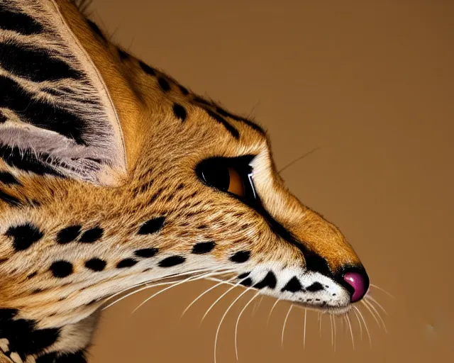 Prompt: an award winning photo of a ( serval - headed ) ball!!!! python!!!!!, environmental portrait photography, national geographic, 4 k, sharp focus