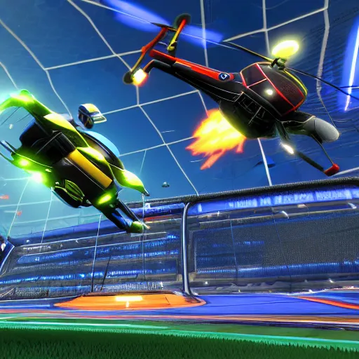 Prompt: an helicopter in rocket league, 4 k