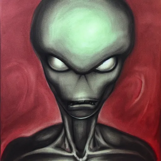 Image similar to charcoal painting of an alien