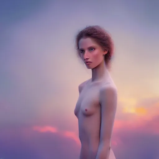 Image similar to photographic portrait of a stunningly beautiful renaissance in soft dreamy light at sunset, contemporary fashion shoot, by edward robert hughes, annie leibovitz and steve mccurry, david lazar, jimmy nelsson, breathtaking, 8 k resolution, extremely detailed, beautiful, establishing shot, artistic, hyperrealistic, beautiful face, octane render