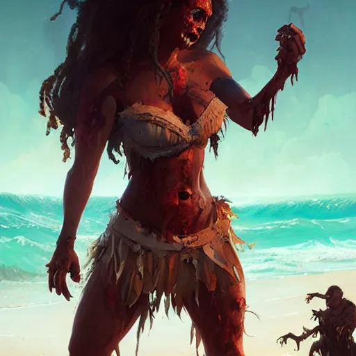 Image similar to zombie moana geog darrow greg rutkowski