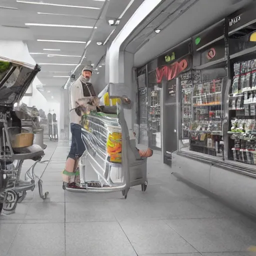 Prompt: a masked man at a self checkout stealing a single banana, trending on artstation, depth field, unreal engine, cinematic, hyper realism, high detail, octane cinema 4 d render, a 2 4 cinematography, 8 k