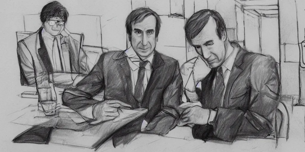 Image similar to a detailed sketch of saul goodman on holiday in korea