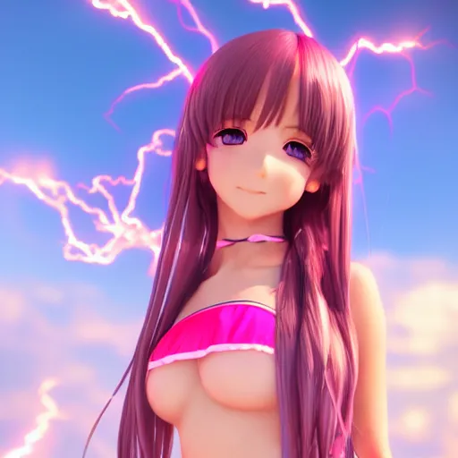 3D, gorgeous, anime, girl, sexy, tight swimsuit, strings 