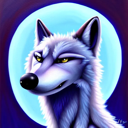 Prompt: a round blueberry - wolf hybrid, toony, deviantart, furry, oil on canvas, hd
