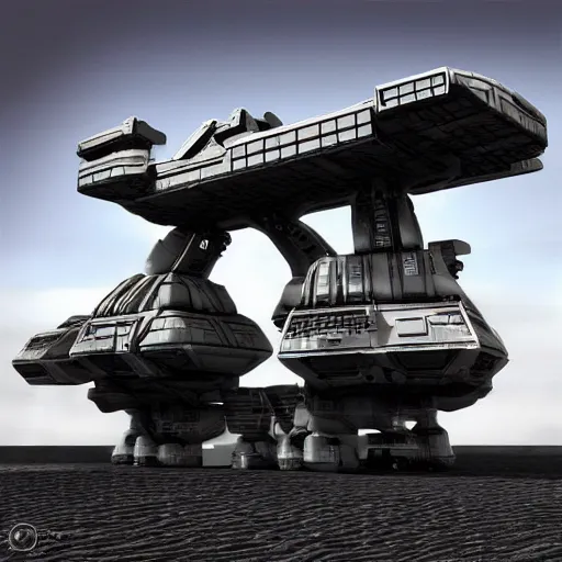 Image similar to Sci-Fi industrial futuristic Brutalism huge carrier vehicle desert