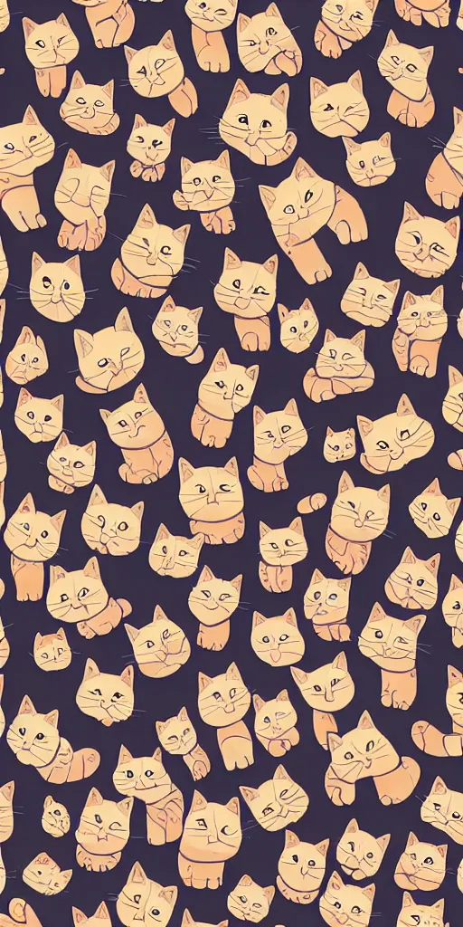 Image similar to seamless pattern of cute cats symmetrical, repeating 3 5 mm photography