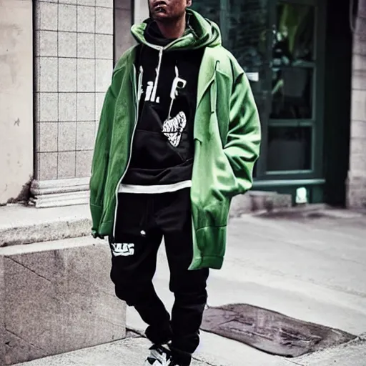 Image similar to the coolest streetwear fit ever