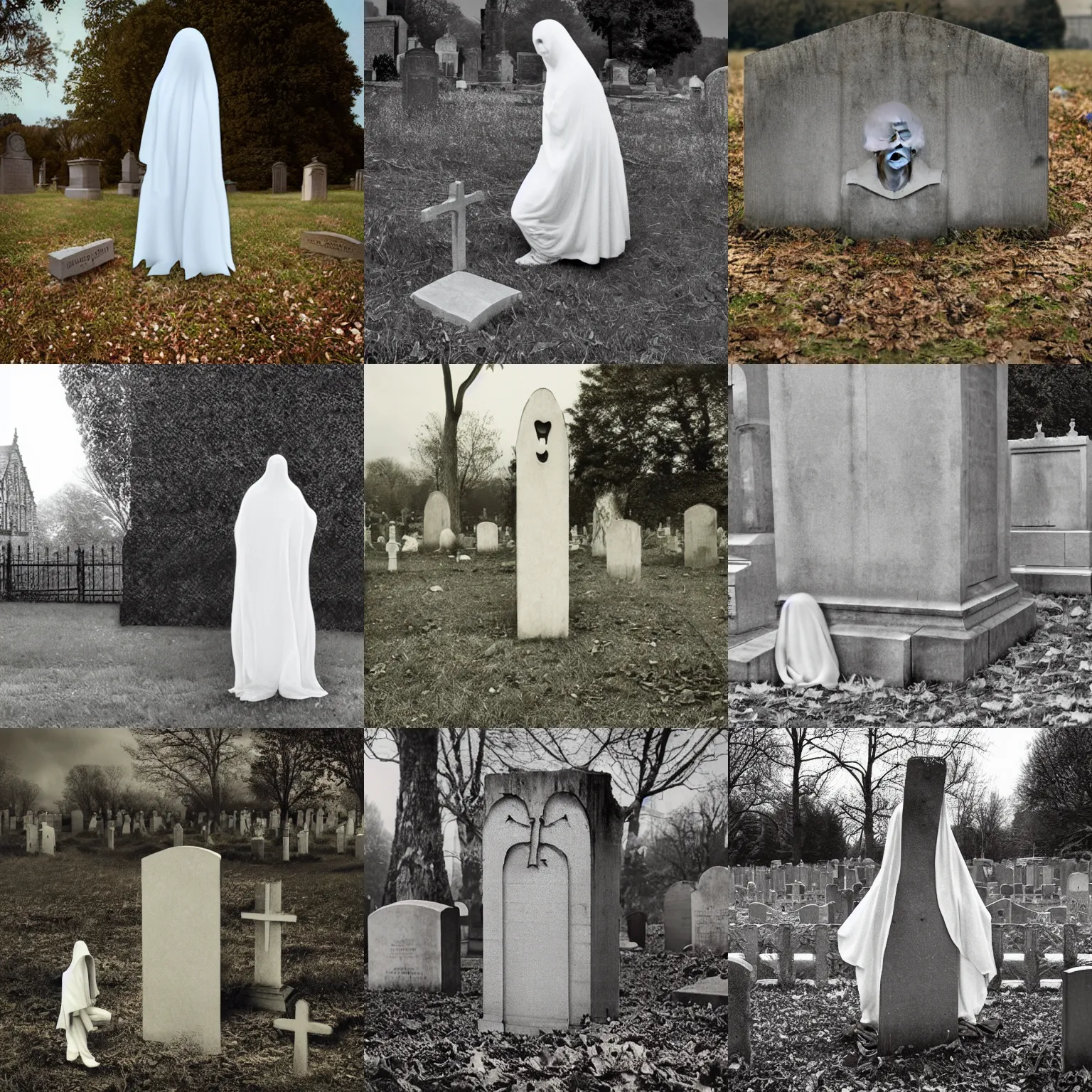 Prompt: juergen teller photo - realistic render of a strange ghost in a graveyard