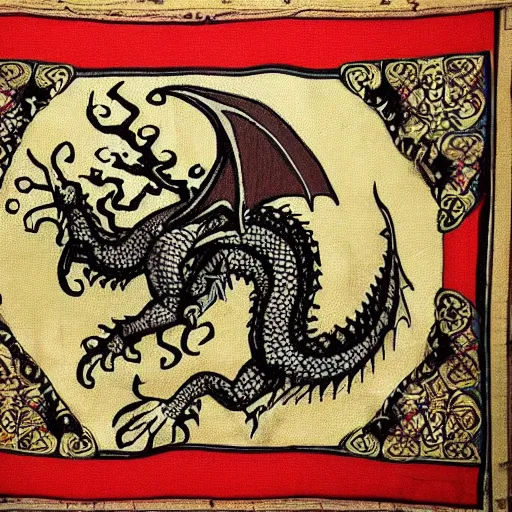 Prompt: “fire breathing dragon. Medieval tapestry”