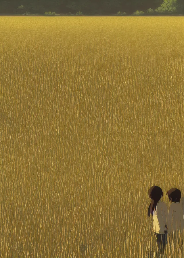 Image similar to golden fields of grain, makoto shinkai