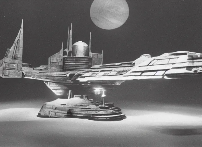 Image similar to spaceship from the 1907 science fiction film Star Wars: A New Hope
