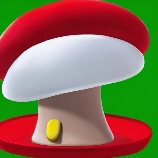 Prompt: a nature photograph of the mushroom from the super mario a museum a museum