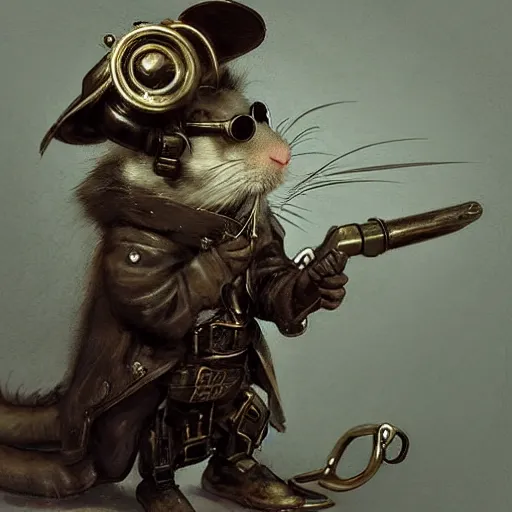 Image similar to a rat with steampunk googles, by Ruan jia