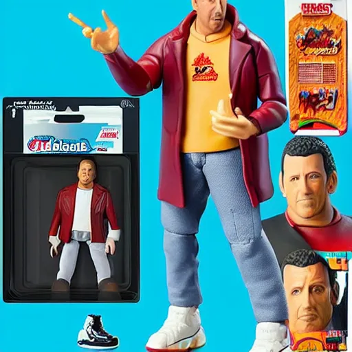 Image similar to a still a detailed full body action figure of adam sandler, first 4 figures, hasbro detailed product photo