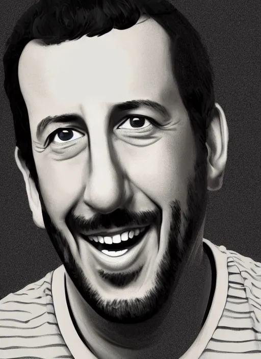 Image similar to a digital portrait of adam sandler in the style of jake kontou