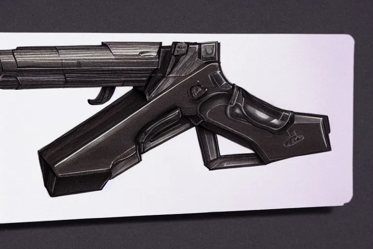 Image similar to Concept art of a futuristic luger pistol