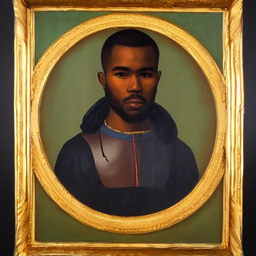 Prompt: a renaissance style portrait painting of frank ocean