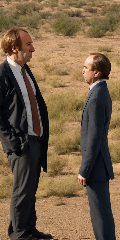 Prompt: saul goodman talking to heisenberg, cinematic, 4 k - - width 1 0 2 4