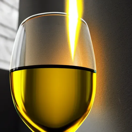 Prompt: glass of wine with volumetric lightning projecting caustics on a white marble, 8 k, octane, unreal engine 5, 3 d, photorealistic, highly detailed, 3 d render, ray tracing