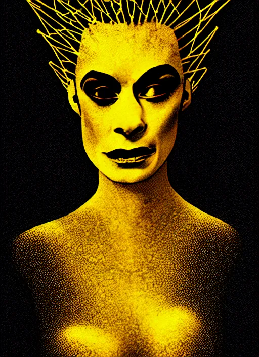 Prompt: high key lighting portrait of a bride of frankenstein, kintsugi, modern fine art, fractal, intricate, highly detailed, digital photography,