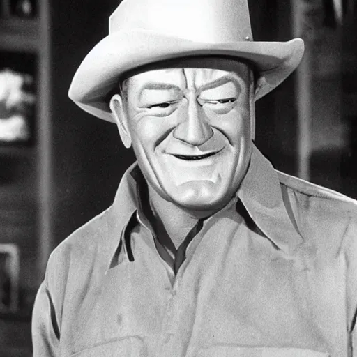 Image similar to john wayne in a bugs bunny cartoon,