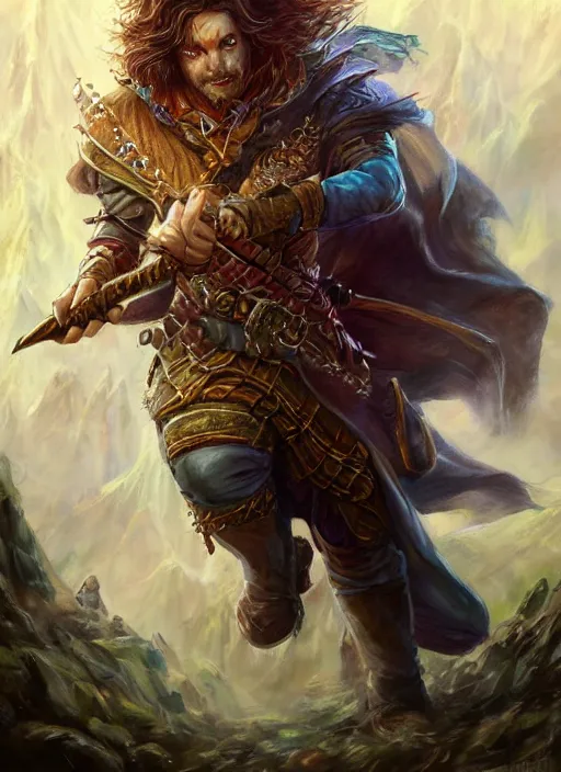 Image similar to bard playing instrument, ultra detailed fantasy, dndbeyond, bright, colourful, realistic, dnd character portrait, full body, pathfinder, pinterest, art by ralph horsley, dnd, rpg, lotr game design fanart by concept art, behance hd, artstation, deviantart, hdr render in unreal engine 5