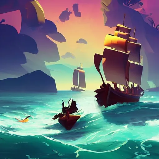 Image similar to painting treasure on sea of thieves game smooth median photoshop filter cutout vector, behance hd by jesper ejsing, by rhads, makoto shinkai and lois van baarle, ilya kuvshinov, rossdraws global illumination