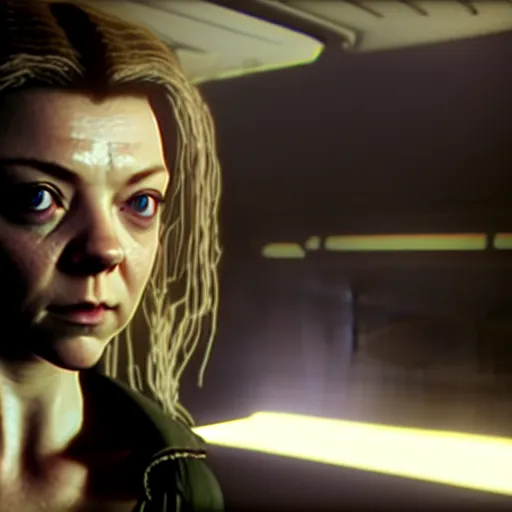 Prompt: natalie dormer in a cgi scene in alien isolation