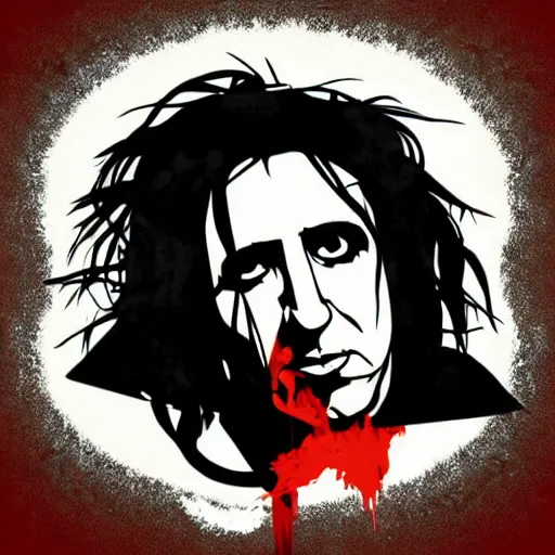 Prompt: trent reznor as robert smith as neil gaiman, vector art, art deco