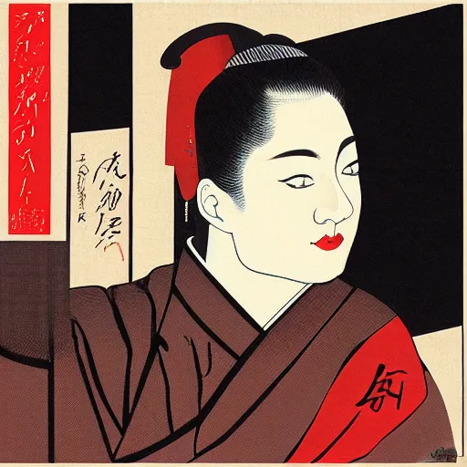 Image similar to neal peart, digital art, utamaro kitagawa style