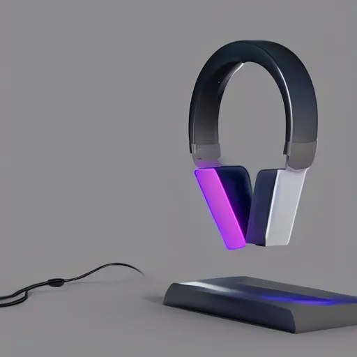 Prompt: wireless headphone stand, futuristic, techno, cyberpunk, product design, render, concept, fun, neon