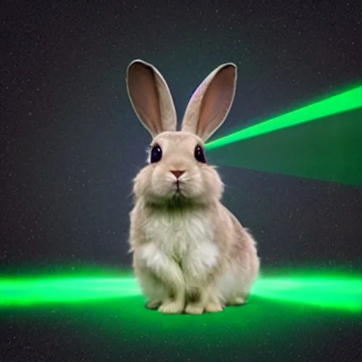 Prompt: bunny shooting lasers out of its eyes