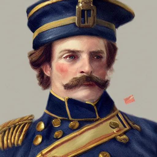 Image similar to man wearing a 19th century admiral uniform, intricate, elegant, highly detailed, digital painting, artstation, concept art, matte, sharp focus, illustration