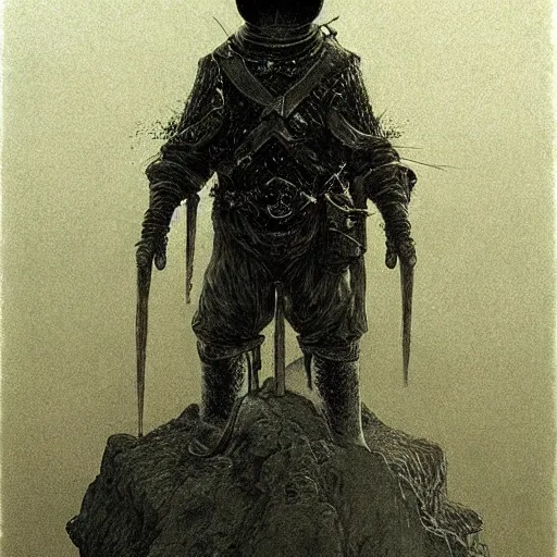 Image similar to tintin as a dark souls boss by zdzisław beksinski