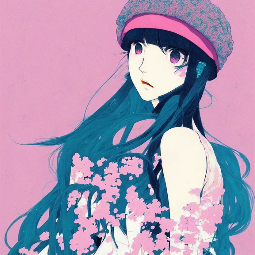 Image similar to girl wearing a beret, very anime!!! anime!! intricate details, aesthetically pleasing pastel colors, art by conrad roset and ilya kuvshinov