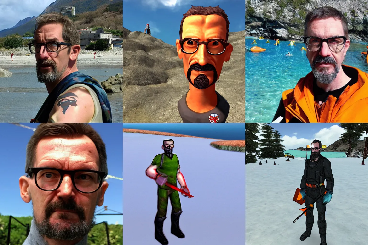 Prompt: gordon freeman on holiday