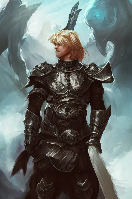 Image similar to a portrait of a strong male fantasy warrior, by Ross Tran