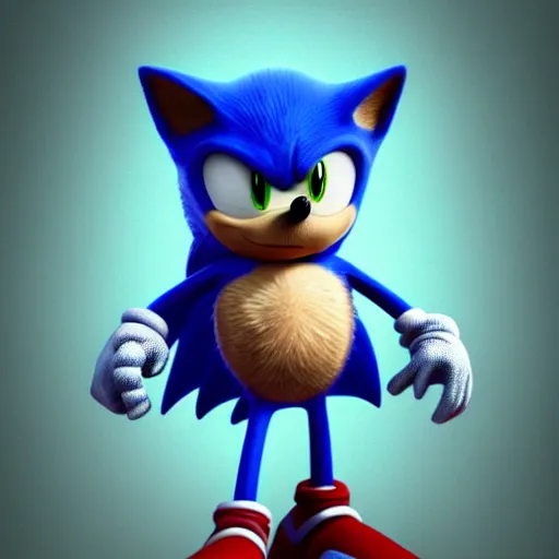 Image similar to sonic the old and decrepit hedgehog giving a thumbs up. 3d render, hyperdetailed, blender, trending on artstation, octane render, photorealistic, intricate detail