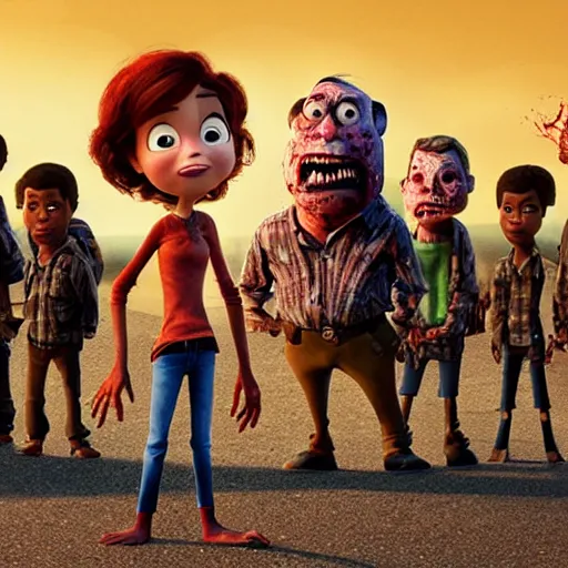 Image similar to A Pixar movie about The Walking Dead