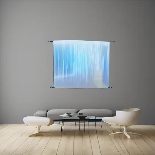 Image similar to translucent walls in abstract space, raytracing, 5 5 mm