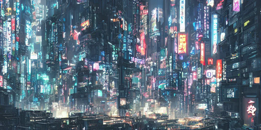 Prompt: the capital of cyberpunk Tokyo by kirokaze
