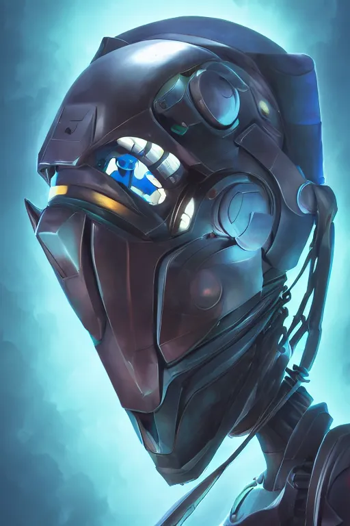 Image similar to epic mask helmet robot ninja portrait stylized as fornite style game design fanart by concept artist gervasio canda, behance hd by jesper ejsing, by rhads, makoto shinkai and lois van baarle, ilya kuvshinov, rossdraws global illumination radiating a glowing aura global illumination ray tracing hdr render in unreal engine 5