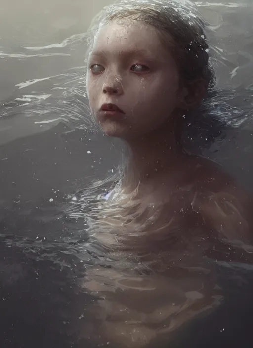 Prompt: A fancy portrait of an injured girl submerged in water by Greg Rutkowski, Sung Choi, Mitchell Mohrhauser, Maciej Kuciara, Johnson Ting, Maxim Verehin, Peter Konig, Bloodborne, 8k photorealistic, cinematic lighting, HD, high details, dramatic, atmospheric , trending on artstation