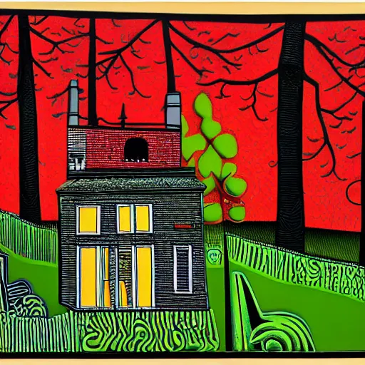 Image similar to The Haunted House on the Hill by Howard Arkley.