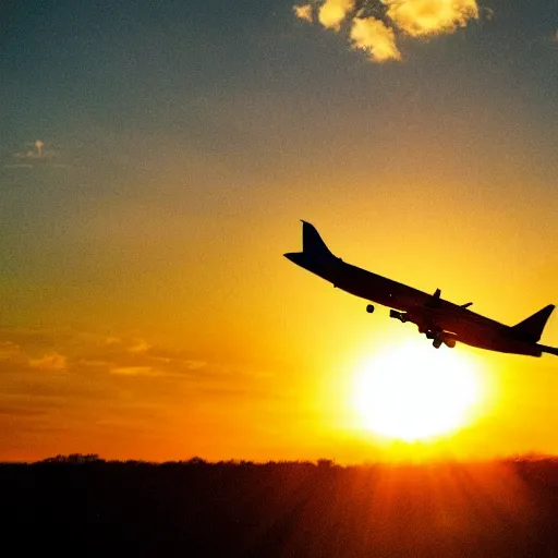 Image similar to plane far away in the sky, sunset