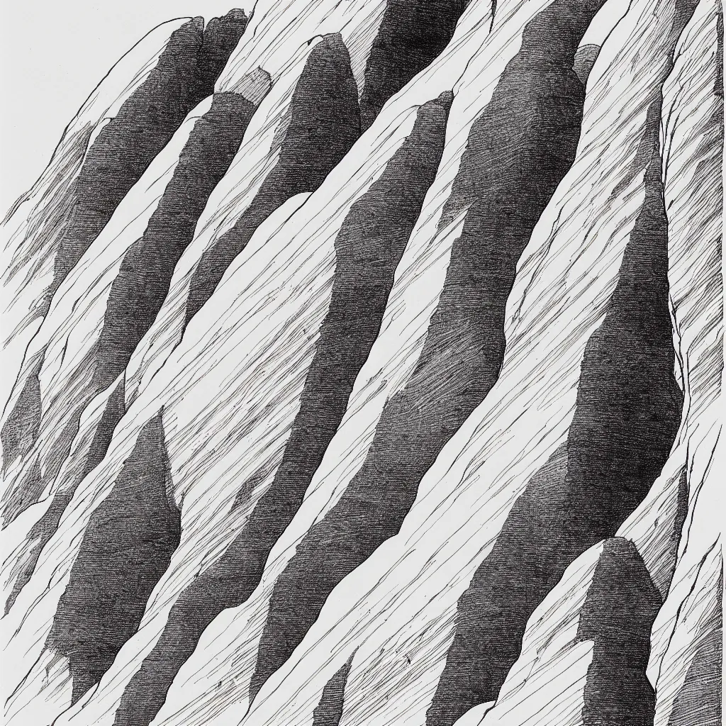 Prompt: slot canyons by moebius, minimalist ink drawing with long lines