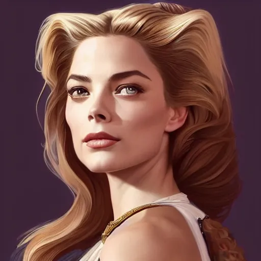 Image similar to A combination of Grace Kelly's and Kristin Kreuk's and Ashley Greene's faces as She-Ra, western, D&D, fantasy, intricate, elegant, highly detailed, digital painting, artstation, concept art, matte, sharp focus, illustration, art by Artgerm and Greg Rutkowski and Alphonse Mucha