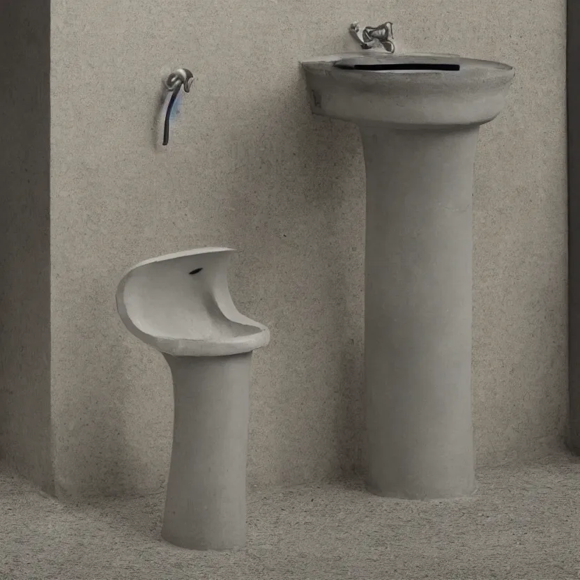 Prompt: a single readymade on a pedestal named Fontaine, Upside down urinal, by Marcel Duchamp, studio packshot, 4k, hyperdetailed